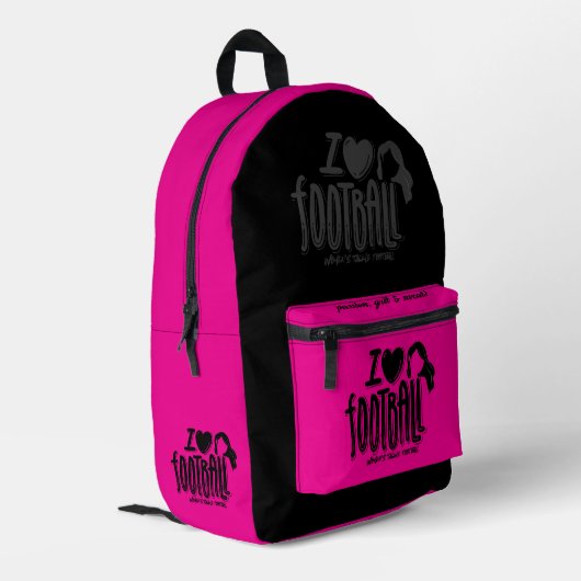 Sac À Dos Imprimé J'aime WTF Rose Noir (Coin arrière gauche)