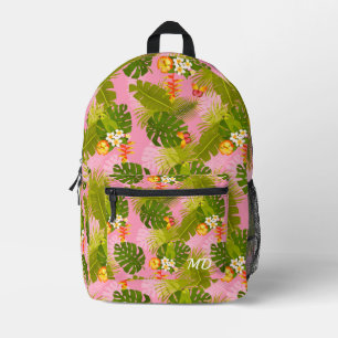 Sac À Dos Imprimé Jardin de feuillage tropical rose