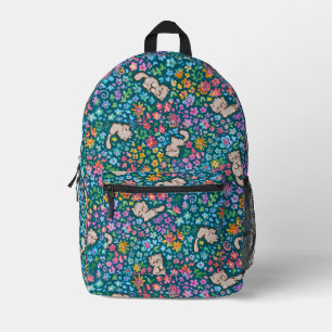 Sac À Dos Imprimé Jardin fantaisiste de Pebble Chat Gris et Floral L