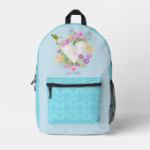 Sac À Dos Imprimé Jardin Floral Monogramme Bleu (Recto)