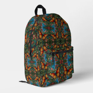 Sac À Dos Imprimé Jardin papillon en verre de tache rétro