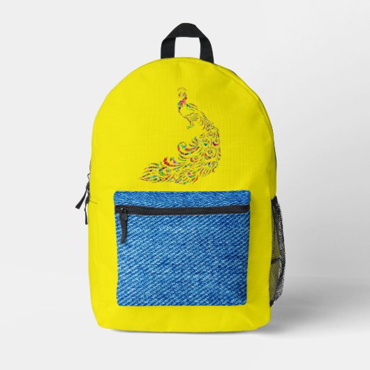 Sac À Dos Imprimé Jaune denim paon (Recto)