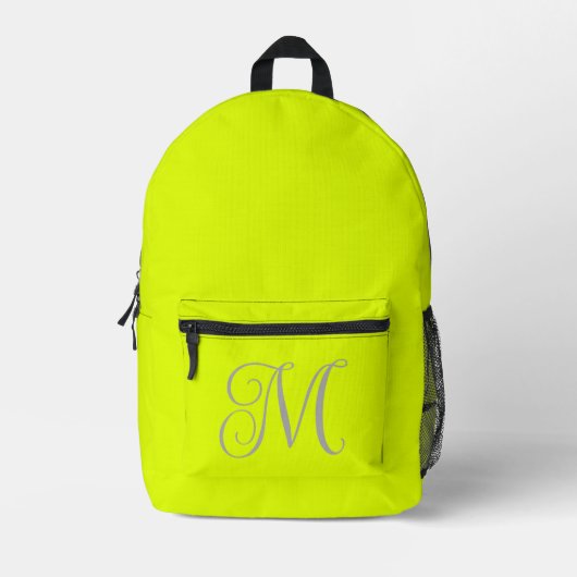 Sac À Dos Imprimé jaune fluorescent - élégant monogramme (Recto)