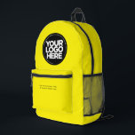 Sac À Dos Imprimé Jaune | Logo et texte personnalisés<br><div class="desc">Classique,  jaune vif neutre | Logo d'entreprise personnalisé et texte moderne Professionnel imprimé sac à dos</div>