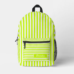 Sac À Dos Imprimé Jaune néon lime et blanc rayé vintage Nom