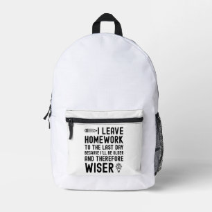 Sac À Dos Imprimé Je laisse les devoirs à la Dernière citation drôle