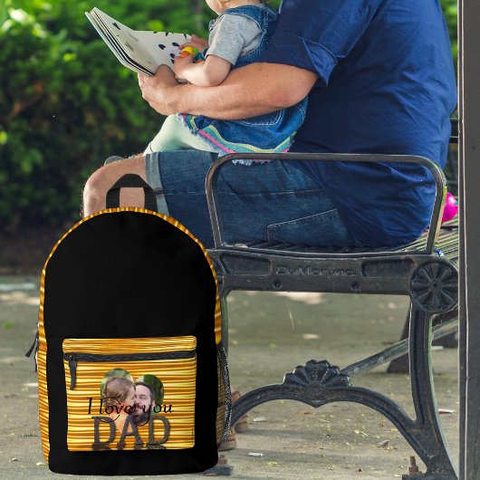 Sac À Dos Imprimé Je t'aime papa photo jaune vif