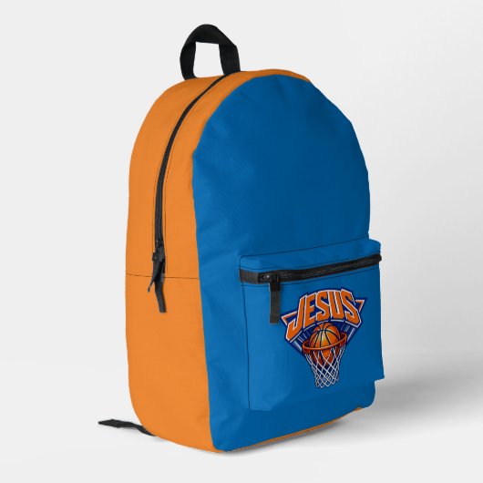 Sac À Dos Imprimé JÉSUS - Bleu et Orange (Coin arrière gauche)