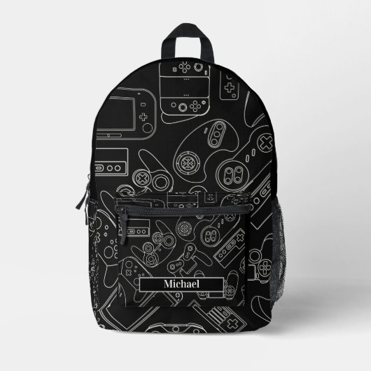 Sac À Dos Imprimé Jeu vidéo moderne noir et blanc Gamer (Recto)