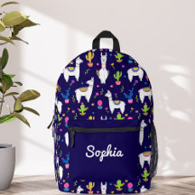 Joli Alpaca Coloré Cactus Nom Personnalisé Bleu Fo
