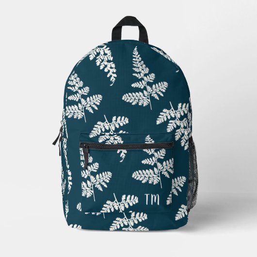 Sac À Dos Imprimé Joli bleu Nature Motif Monogrammes Initiales (Recto)