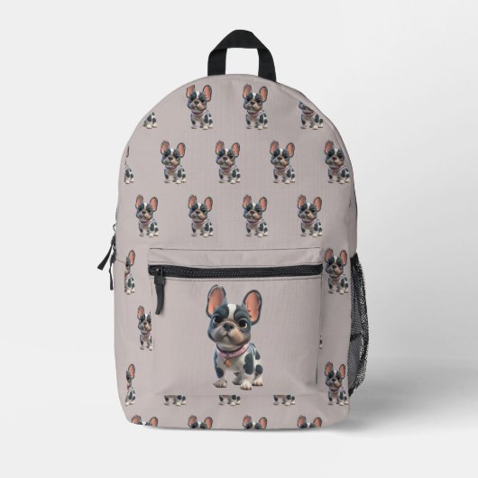 Sac À Dos Imprimé Joli Bouledogue Français (Recto)