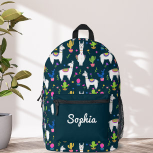 Sac À Dos Imprimé Joli Cactus d'Alpaga Coloré Nom Personnalisé