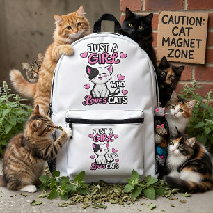 Sac À Dos Imprimé Joli Chatons Noir & Blanc et Cœurs Roses
