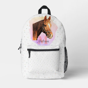 Sac À Dos Imprimé Joli Cheval Animal Equestre Étables Monogramme