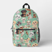 Sac À Dos Imprimé Joli Chien Chien Chien Pale Vert (Recto)