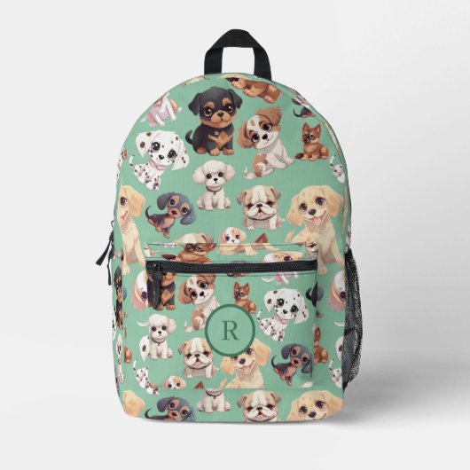 Sac À Dos Imprimé Joli Chien Chien Chien Pale Vert (Recto)