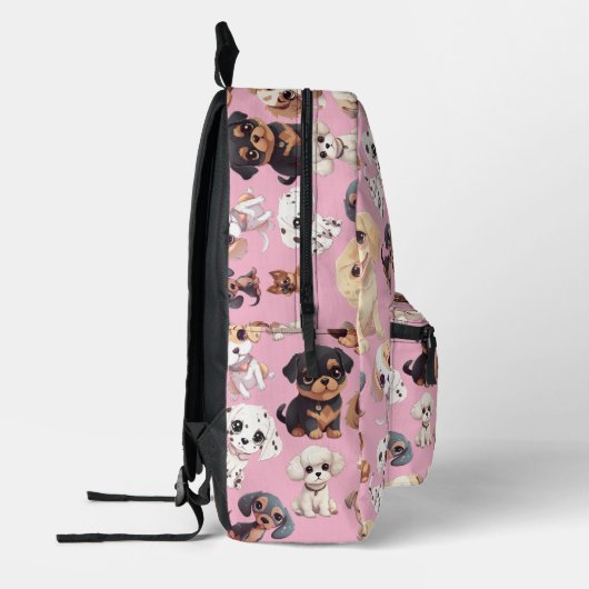 Sac À Dos Imprimé Joli Chien Chien Rosé (Gauche)
