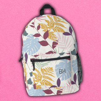 Sac À Dos Imprimé Joli Coloré Feuille Monogrammes Initiales