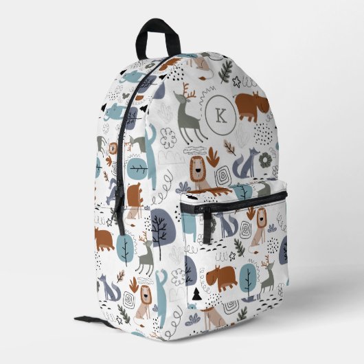 Sac À Dos Imprimé Joli dessin animé animaux de la forêt motif monogr (Coin arrière gauche)