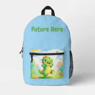 Sac À Dos Imprimé Joli dinosaure vert, héros futur, design bleu