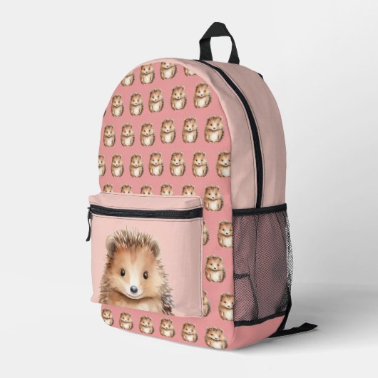 Sac À Dos Imprimé Joli Hérisson rose (Coin arrière droit)