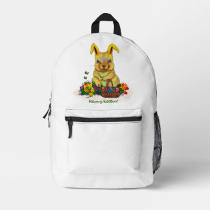 Sac À Dos Imprimé Joli lapin de Pâques avec oeufs et fleurs