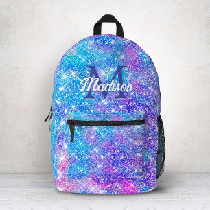 Sac À Dos Imprimé Joli licorne iridescent bleu violet paillettes