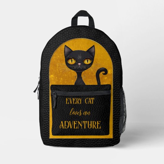 Sac À Dos Imprimé Joli look Cuir Chat Noir (Recto)