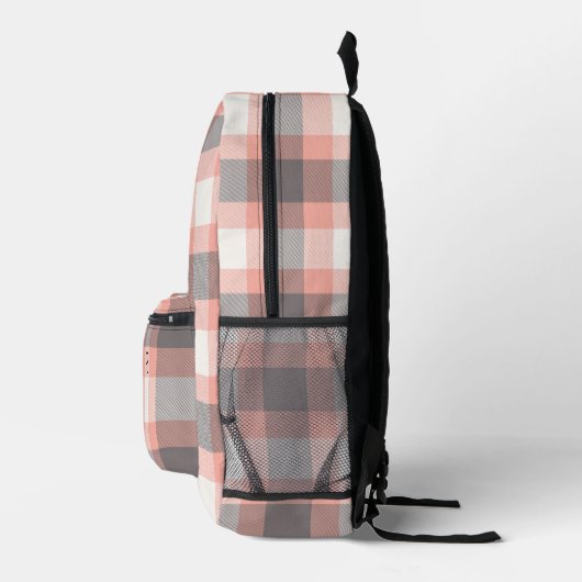Sac À Dos Imprimé Joli Moderne Pêche Vérifier Lit Monogramme Plaid I (Droite)