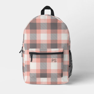 Sac À Dos Imprimé Joli Moderne Pêche Vérifier Lit Monogramme Plaid I