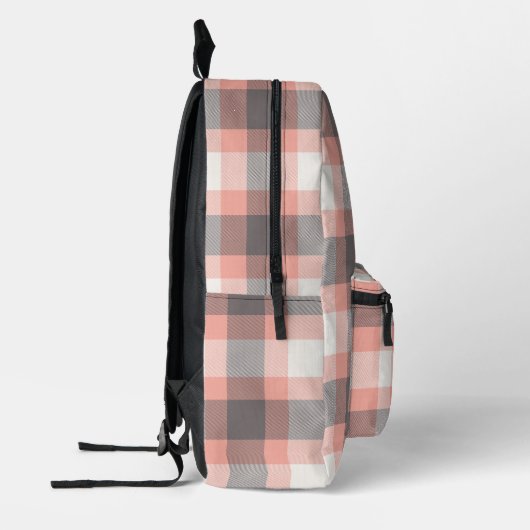 Sac À Dos Imprimé Joli Moderne Pêche Vérifier Lit Monogramme Plaid I (Gauche)