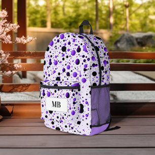 Sac À Dos Imprimé Joli monogramme à pois violet et noir