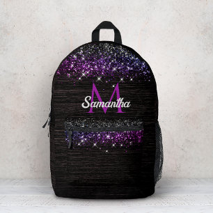 Sac À Dos Imprimé Joli monogramme fausse brillant noir violet