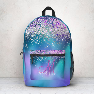 Sac À Dos Imprimé Joli monogramme faux paillettes turquoise violet