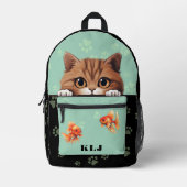 Sac À Dos Imprimé Joli Monogramme Initiales Enfants Chat (Recto)
