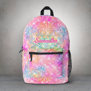 Sac À Dos Imprimé Joli monogramme moderne licorne faux paillettes ro