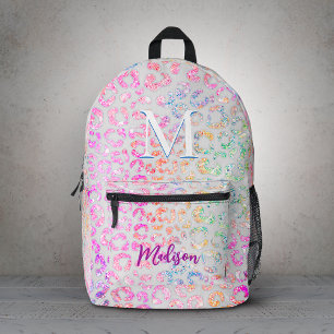 Sac À Dos Imprimé Joli monogramme pailleté à motif animal iridescent