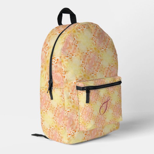 Sac À Dos Imprimé Joli Monogramme rose et jaune (Coin arrière gauche)