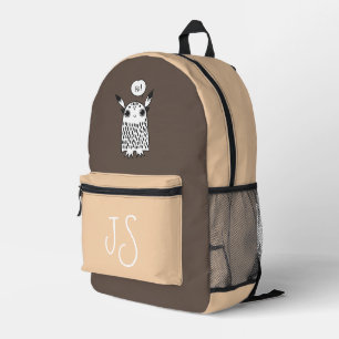 Sac À Dos Imprimé Joli monstre chocolat brun monogramme minimaliste