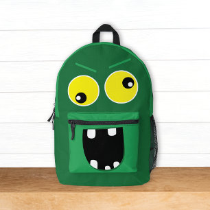 Sac À Dos Imprimé Joli Monstre vert drôle avec nom Enfants