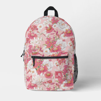 Sac À Dos Imprimé Joli motif floral coloré rose Fille personnalisée