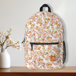Sac À Dos Imprimé Joli motif floral mignon Jaune Orange Personnalisé