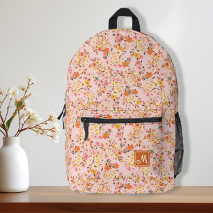 Sac À Dos Imprimé Joli motif floral mignon Jaune Orange Personnalisé