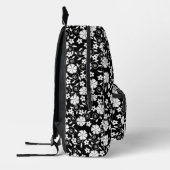 Sac À Dos Imprimé Joli noir fleurs blanches motif (Gauche)