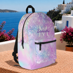 Sac À Dos Imprimé Joli paillettes dégradé rose bleu iridescent