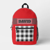 Sac À Dos Imprimé Joli patch brodé de monogramme rouge plaid de Buff (Recto)