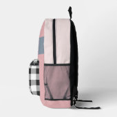 Sac À Dos Imprimé Joli patch mono brodé plaid buffle pastel rose (Droite)