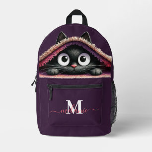 Sac À Dos Imprimé Joli Petit Chaton Monogramme Personnalisé Script N