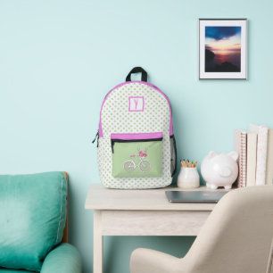 Sac À Dos Imprimé Joli Pois et vélo Personnalisé